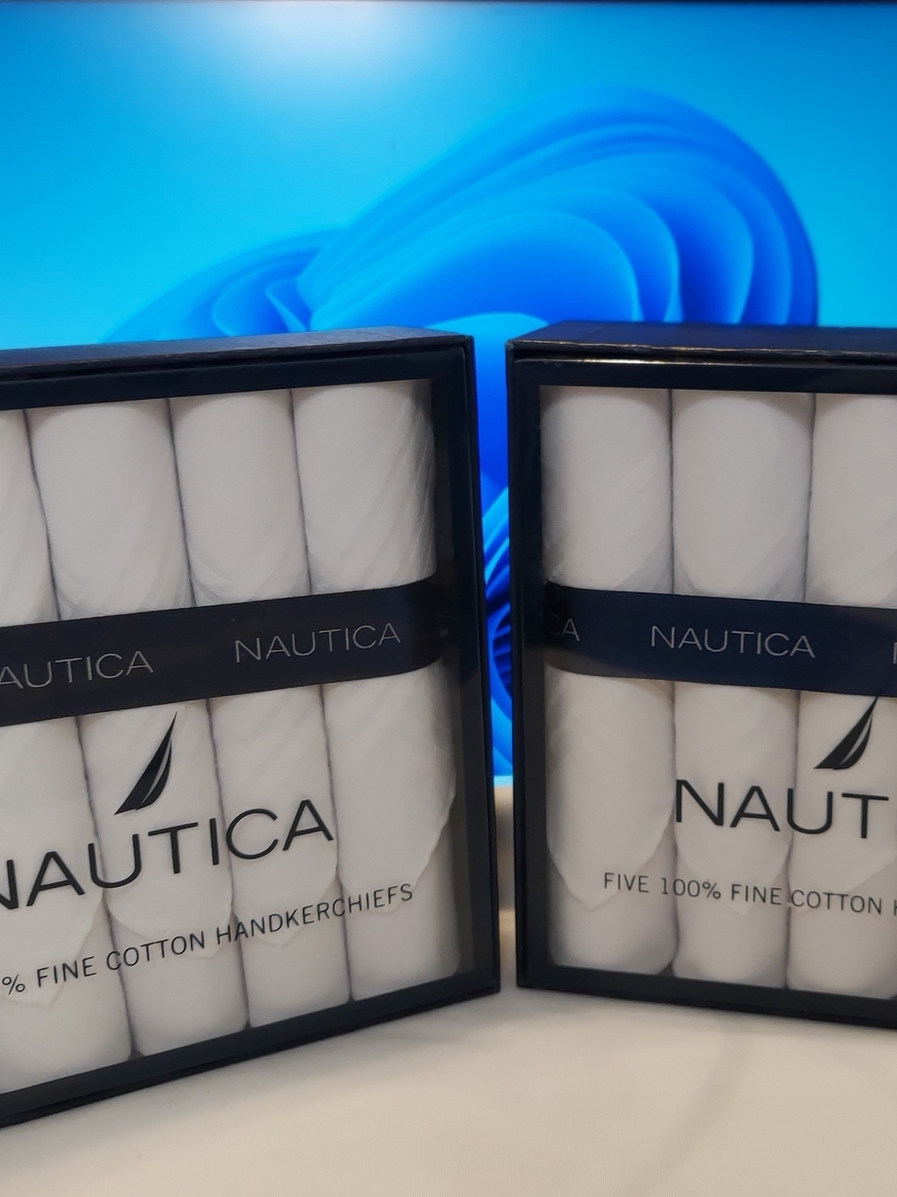 Nautica Men’s White Cotton Handkerchiefs - Pack of 5 (Two Sets)